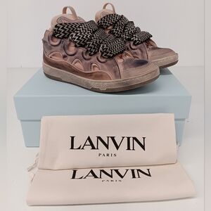 Lanvin Men's Curb Chunky Distressed Leather Sneakers - EU43/US10